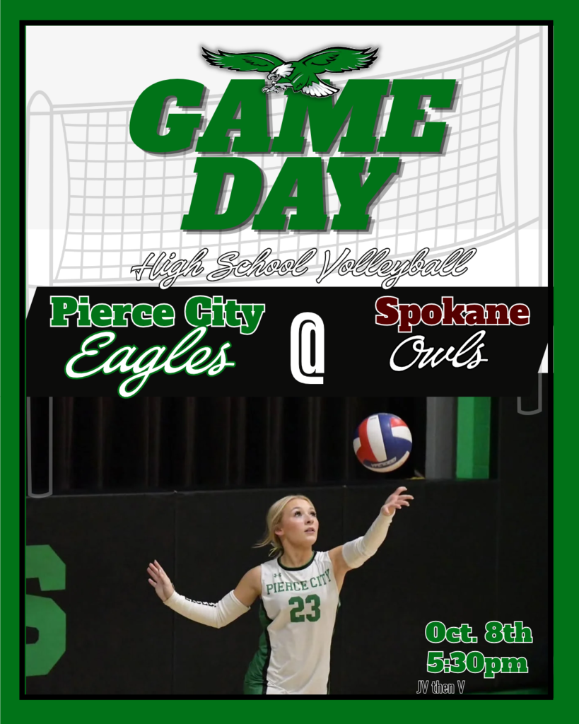 volleyball game day graphic with player serving