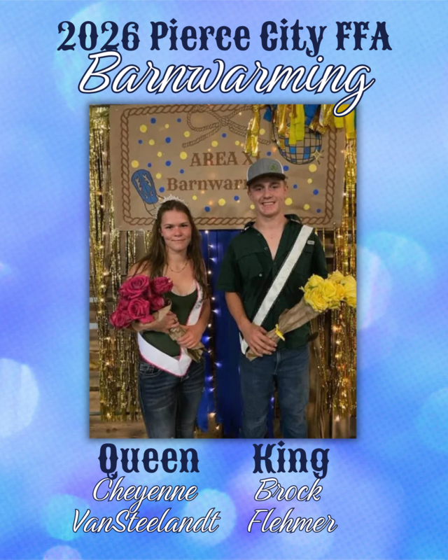 barnwarming queen and king standing with flowers