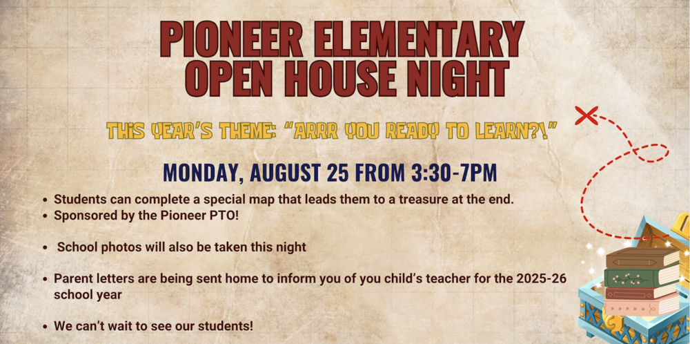open house night information with books