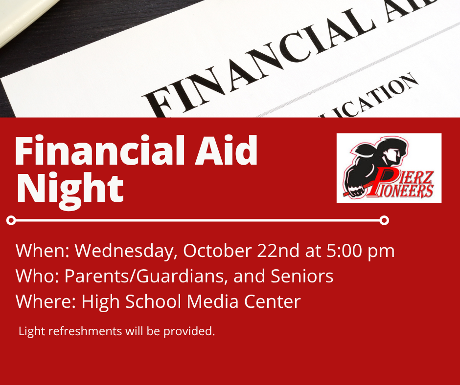Financial Aid night october 22 at 5pm