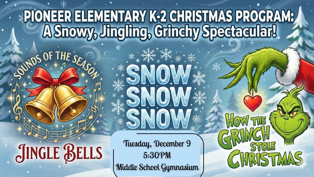 Pioneer Elementary Christmas Program with bells and the grinch