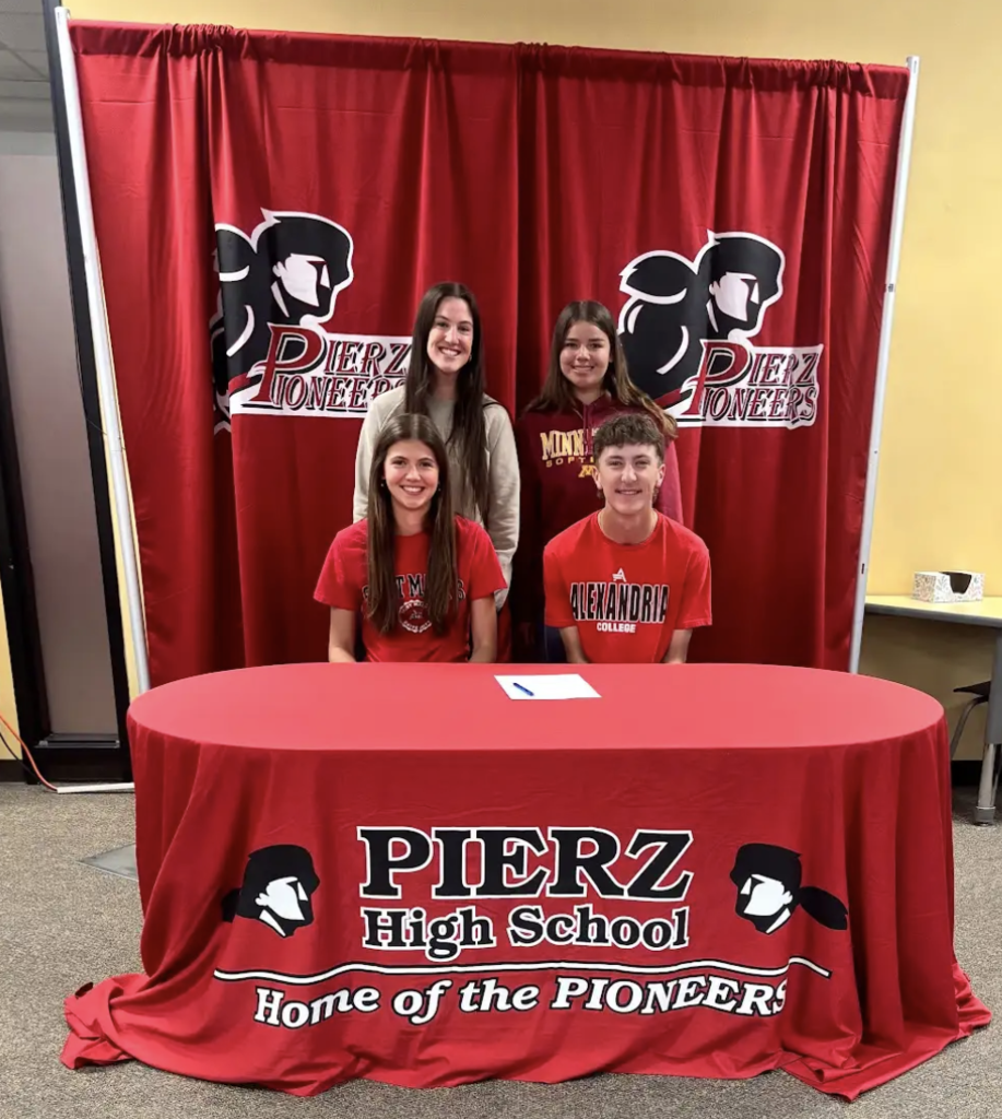 students signed to play sports 4 students red pioneer background
