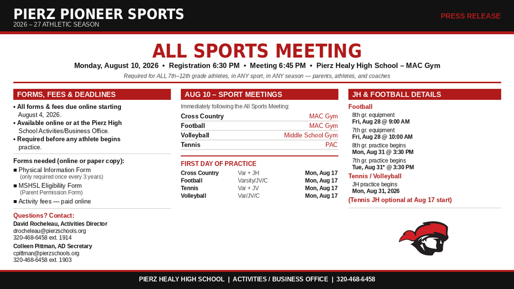 pioneer sports meeting