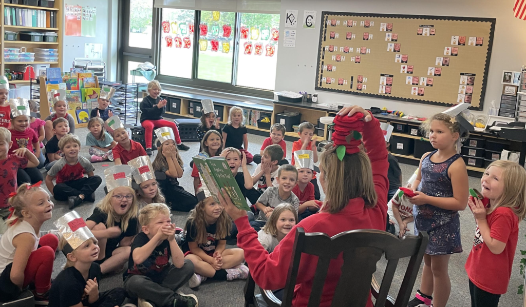 ms becker reading to kindergarteners