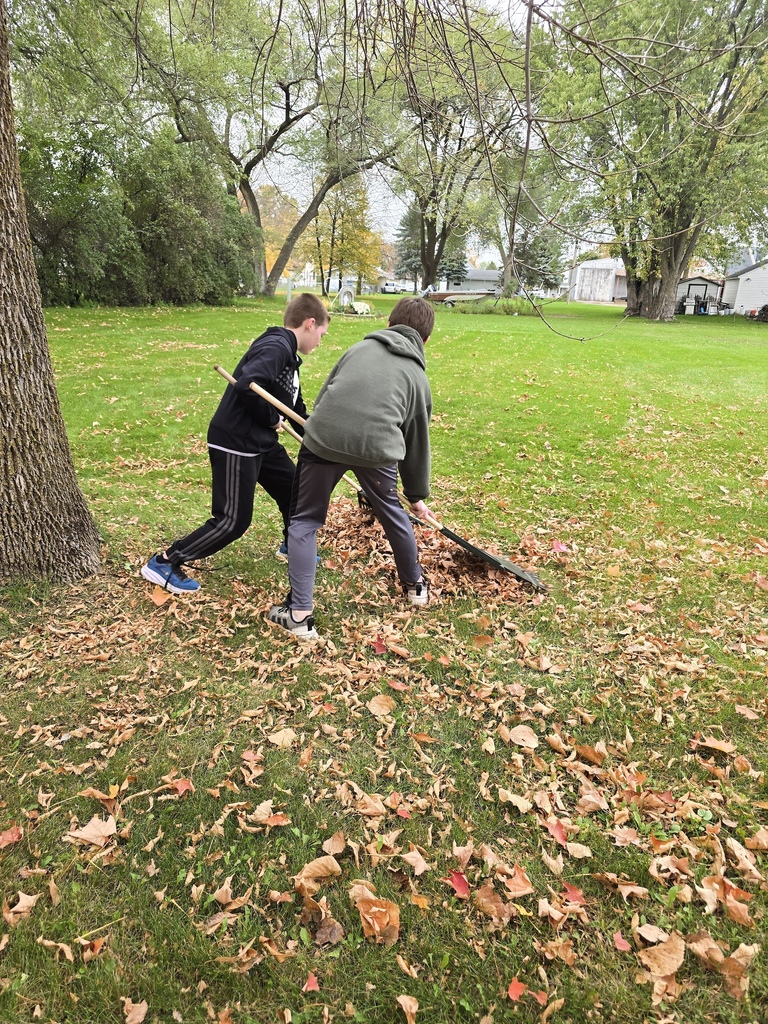 kids raking leaves