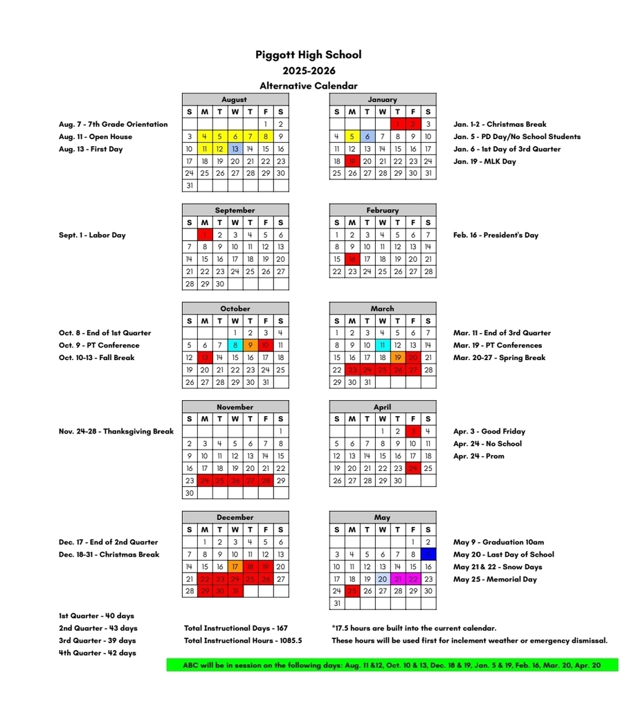 2025-26 Updated Calendar