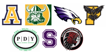 logos of the seven schools in Fulton County