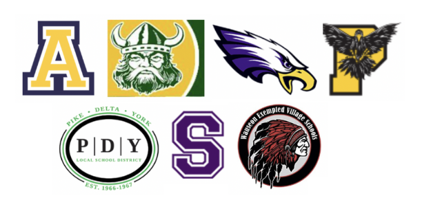 logos of the seven schools in Fulton County