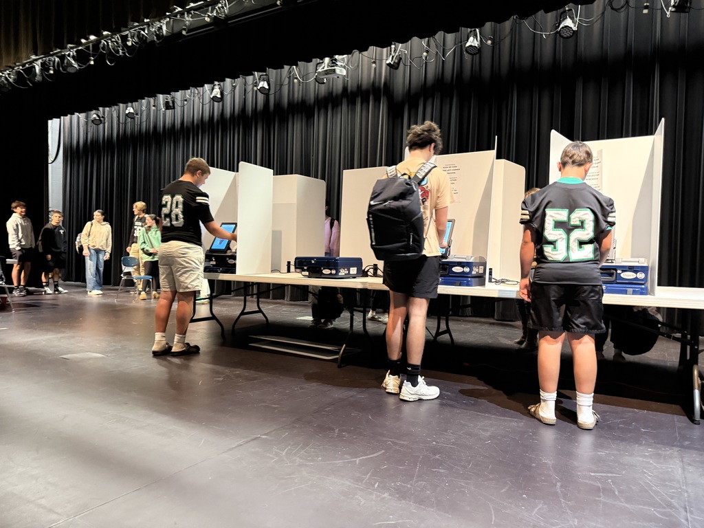 Students waiting in line to vote