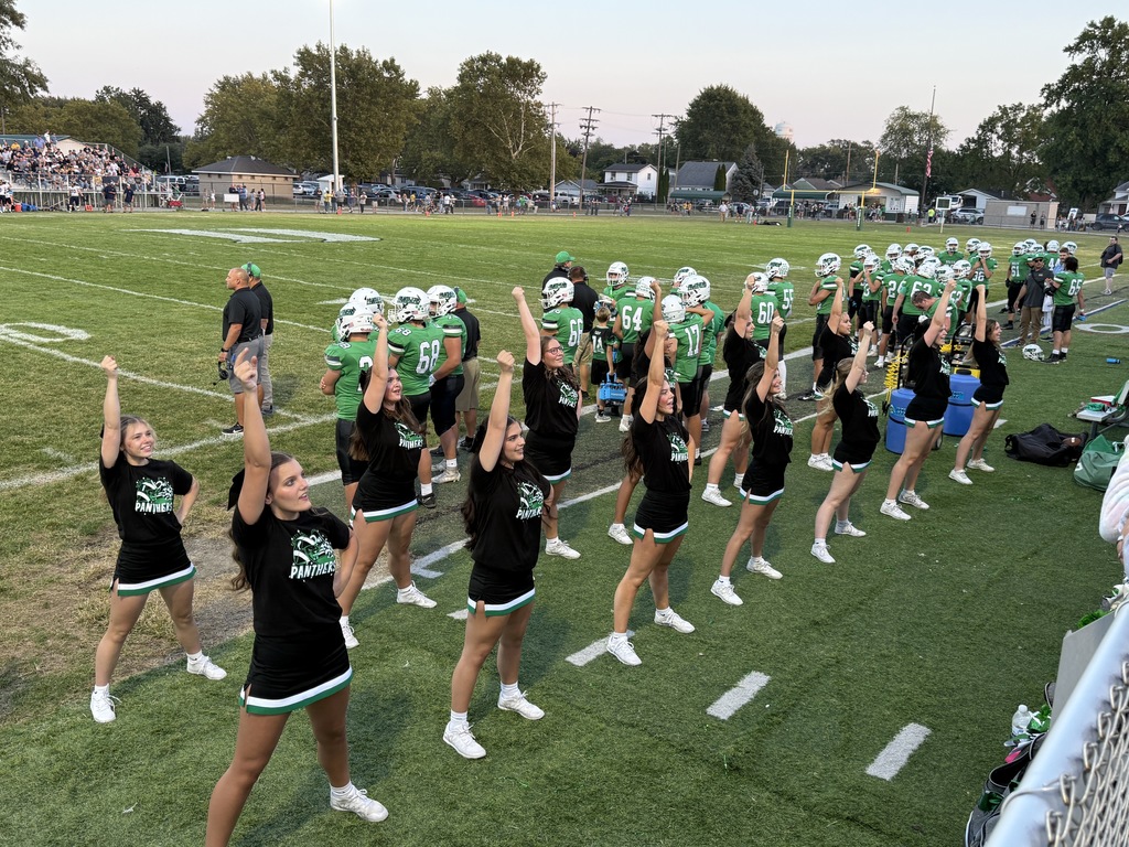 Cheerleaders on a football field