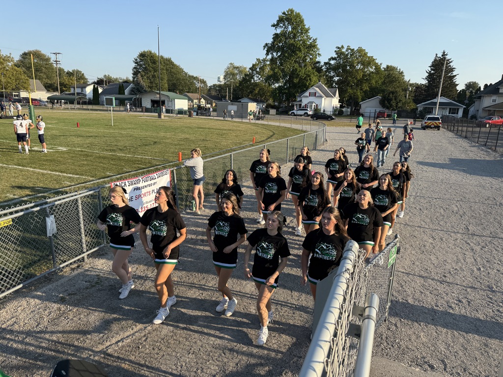 Cheerleaders on a football field