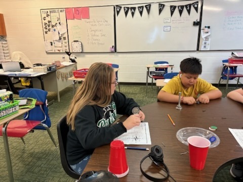 students working at a table