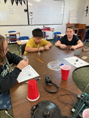 students working at a table