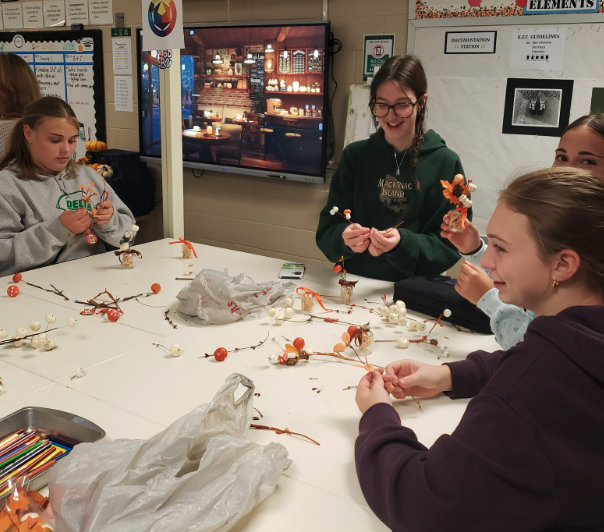 Students working on an art project