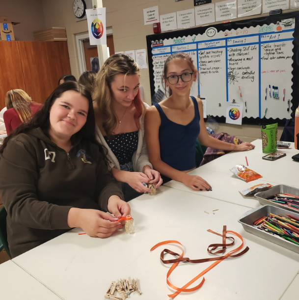 Students working on an art project