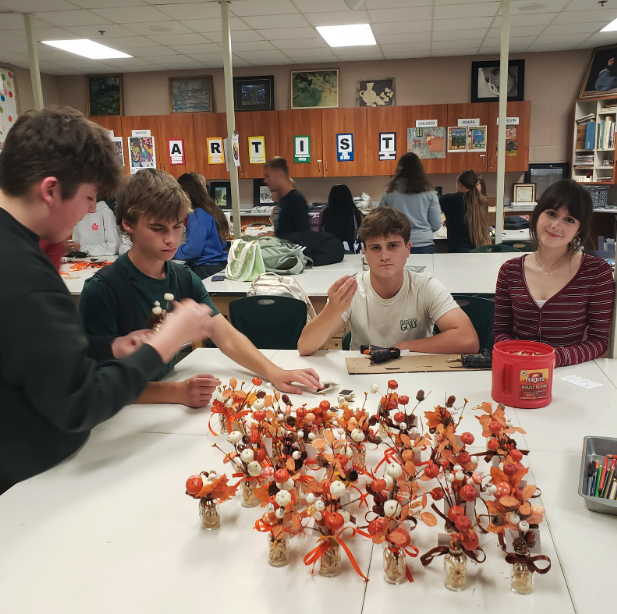 Students working on an art project