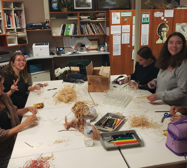 Students working on an art project