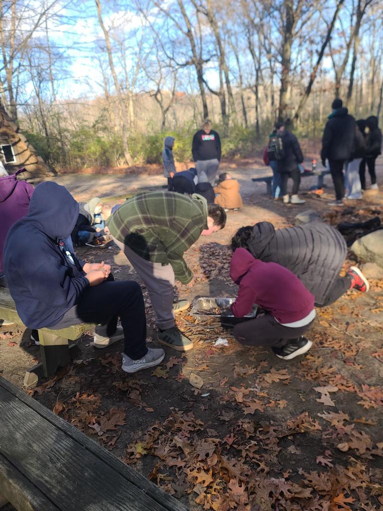 students out in the woods at camp