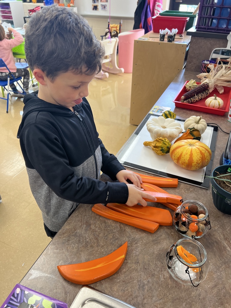students carving pumpkins in a classroom