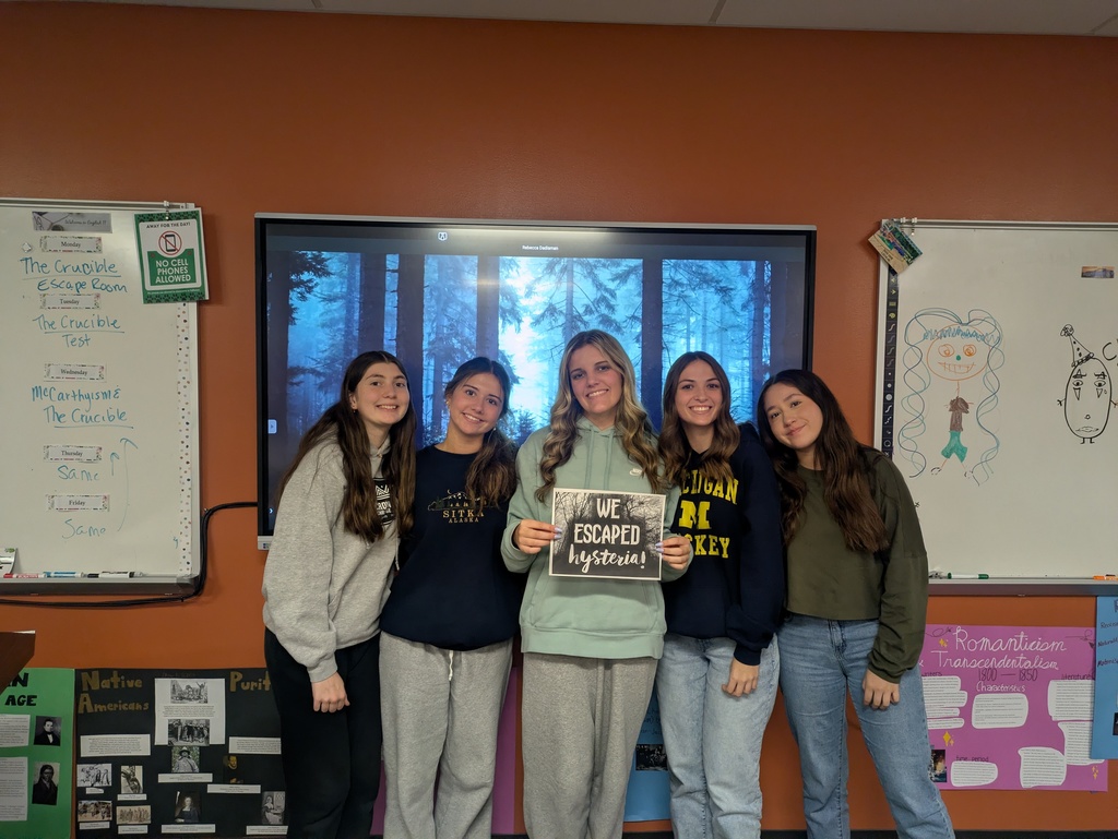 HS students working through an escape room in class