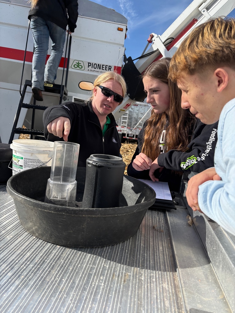 Students working in a field
