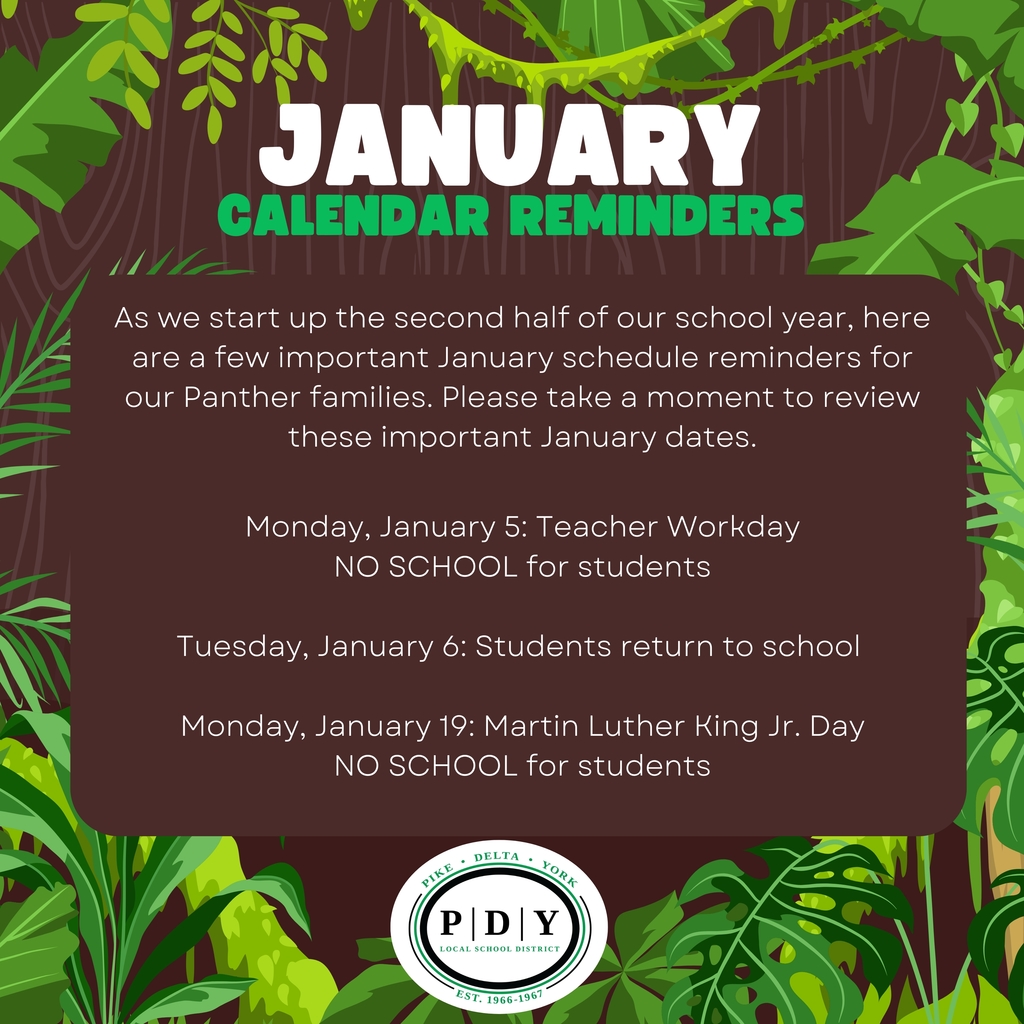 January Calendar Reminders