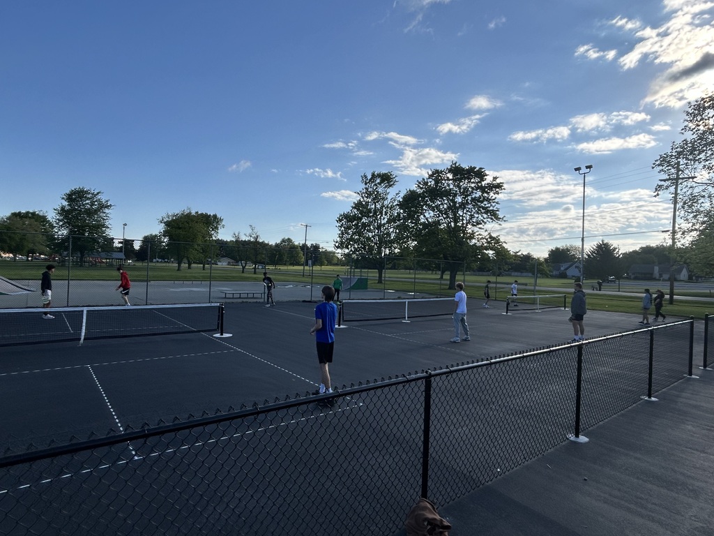 Students playing on the Pickle Ball courts