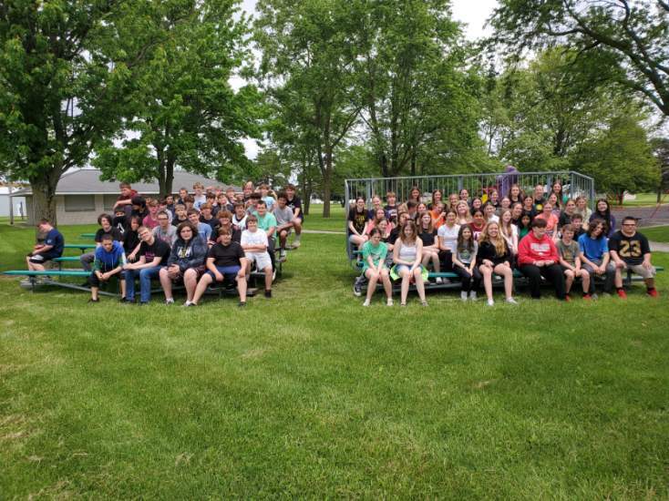 Students sitting outside