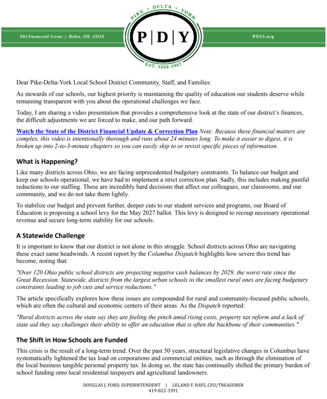Letter from the Superintendent