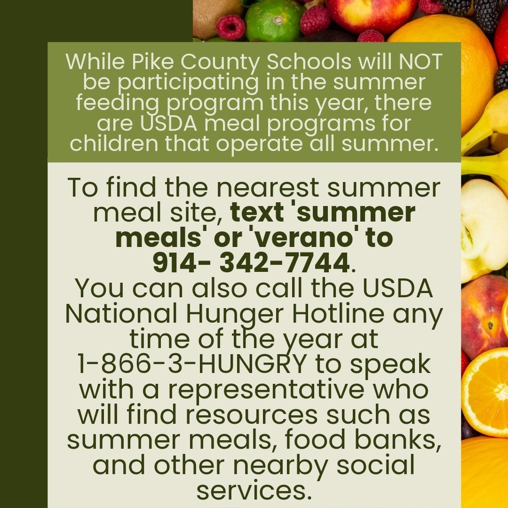 Summer Meal Programs info 2026