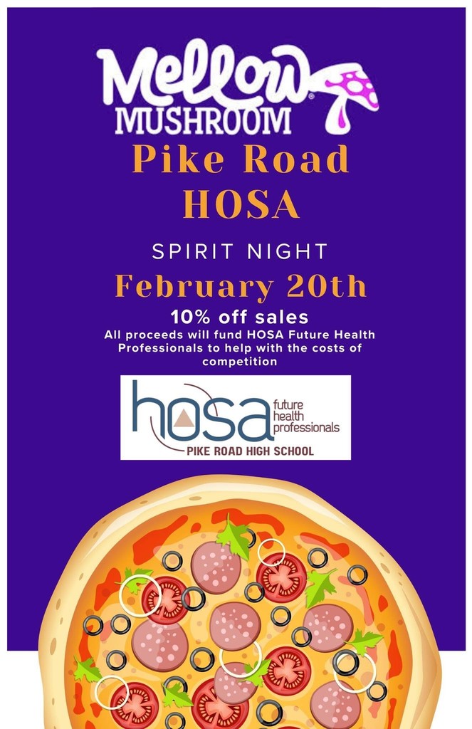 HOSA Spirit Night at Mellow Mushroom in PR 5 until closing