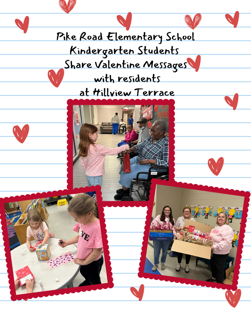 Pike Road Elementary School Kindergarten Students Share Valentines with residents at Hillview Terrace
