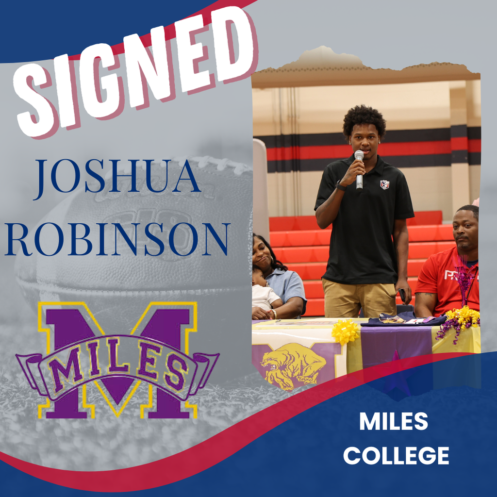 Joshua Robinson speaking at his signing for Miles College