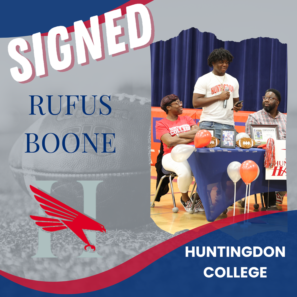 Rufus Boone speaking at his signing for Huntingdon College
