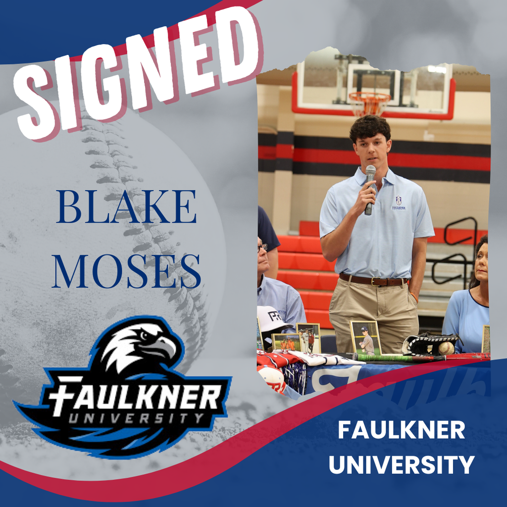 Blake Moses speaking at his signing for Faulkner University
