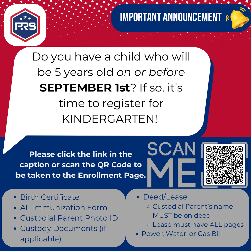 Registration Open NOW for Kindergarten students