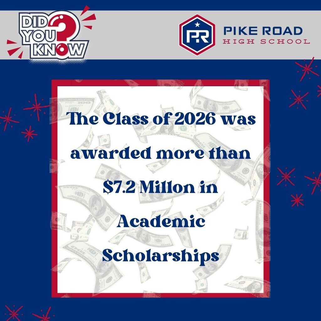 Graphic shouting out that the class of 2026 was awarded more than $7.2 Million in Academic Scholarships