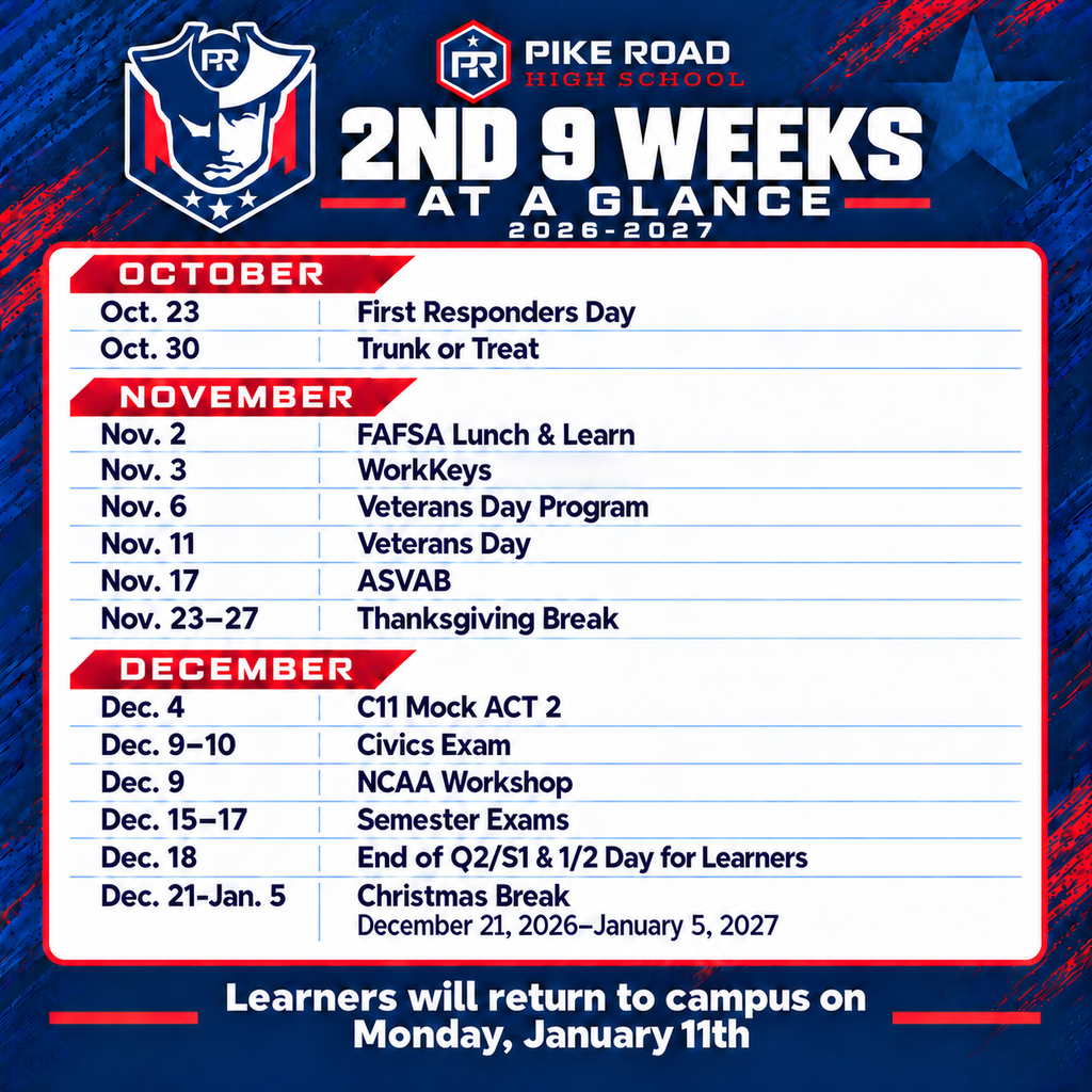2nd 9 weeks at a glance