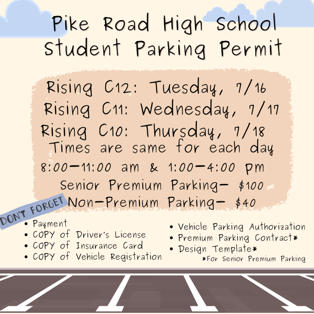 Student Parking Permit information with a parking lot in the background