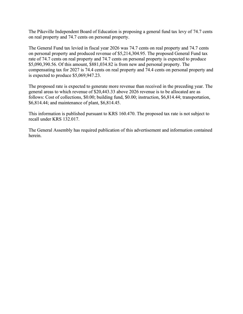 2026 Proposed Tex Rate 