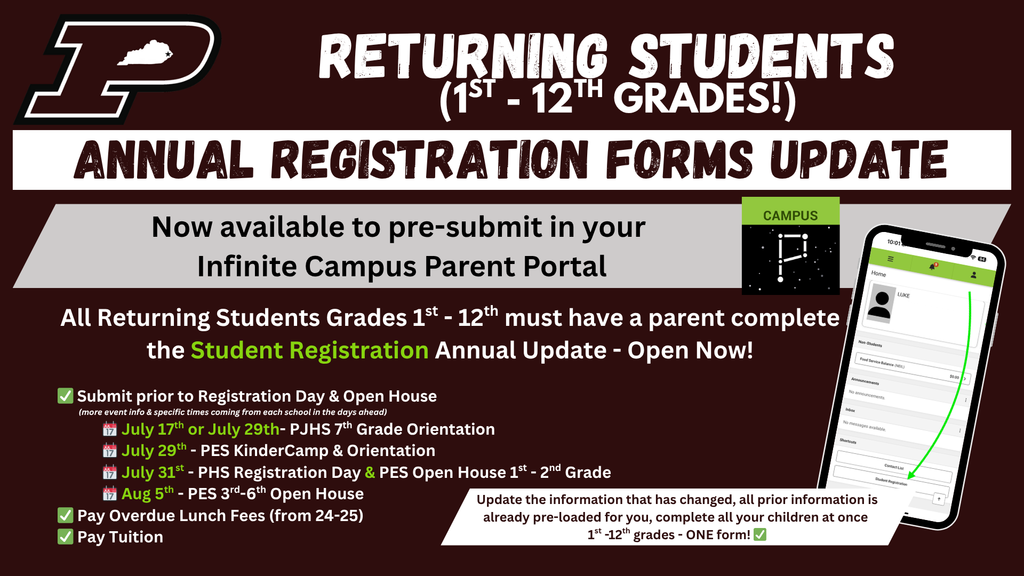 Complete back to school student registration in the Infinite Campus Parent App
