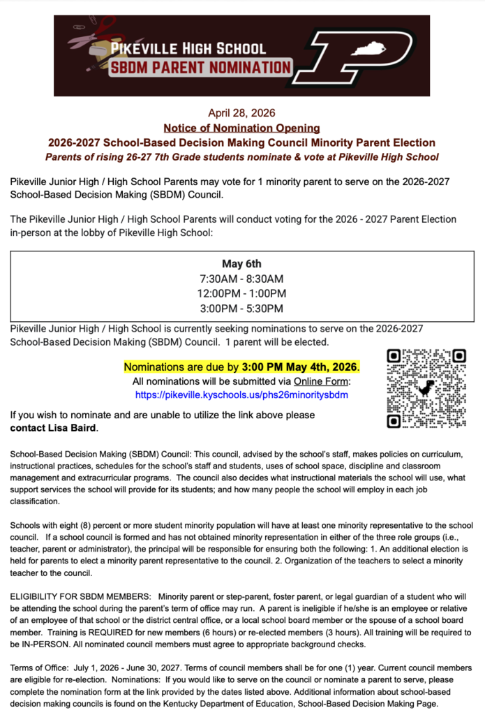 2026 SBDM Minority Parent Nominations Due May 4th