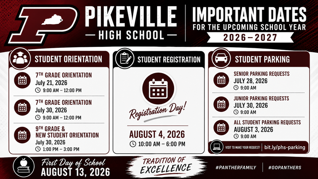 2026 Pikeville High School Important Dates