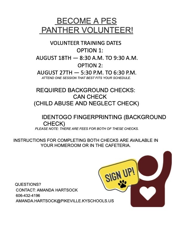Become a PES Panther Volunteer