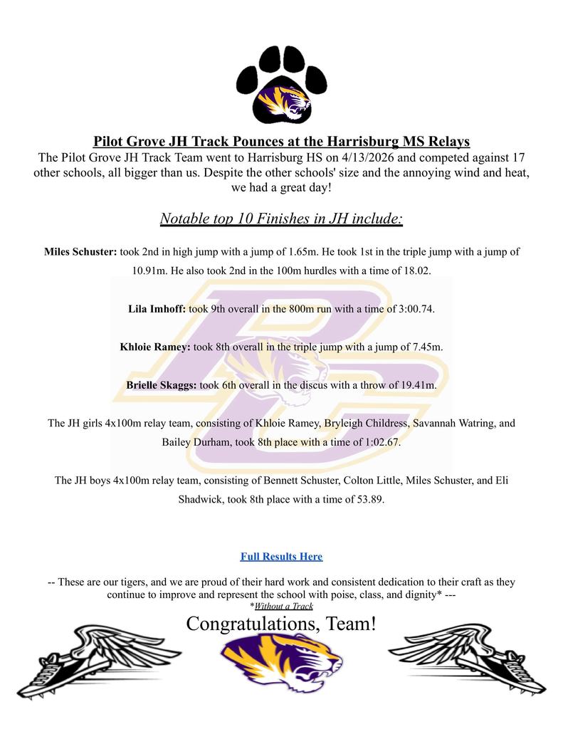 JH Tiger Track at Harrisburg