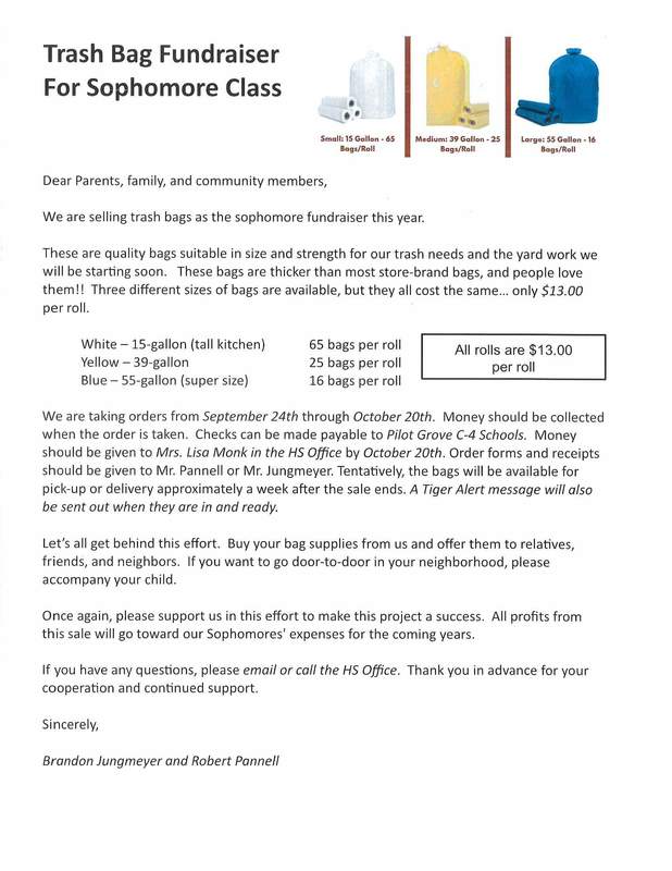 Sophomore/trash bag sales