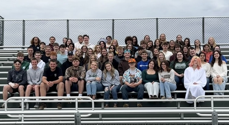 All seniors in the bleachers