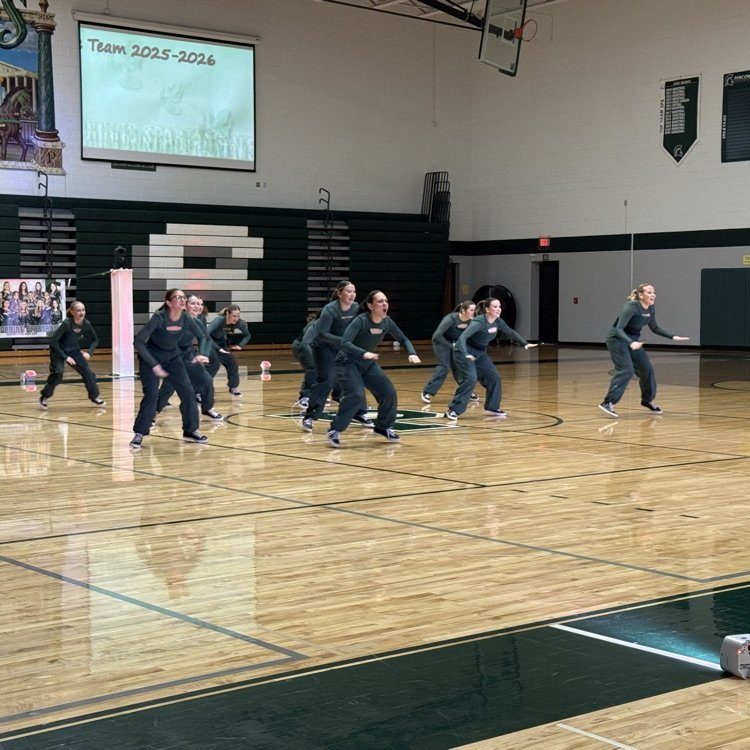 PHS dance team performing in the Spartan gym. 