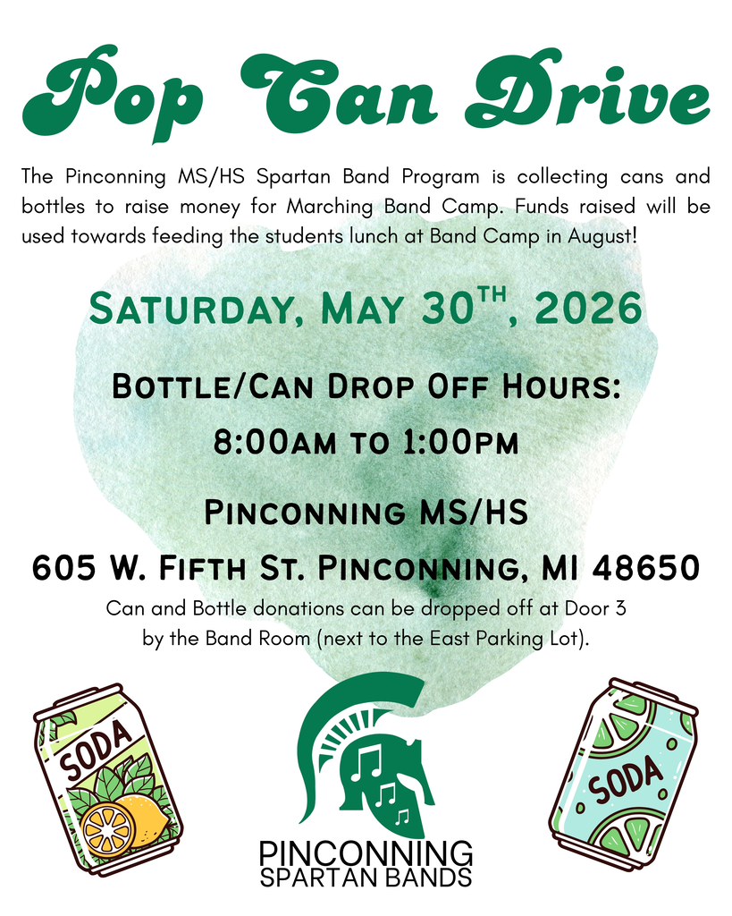 Pop Can Drive May 30th from 8-1 at PHS