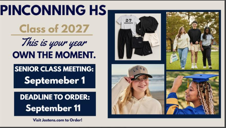 various items for the class of 2027 with a reminder to order by September 11th